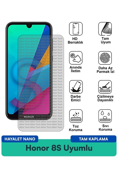 Milat Tech تطبيق Honor 8S Ghost Nano لحماية الشاشة، عملية وبدون فقاعات