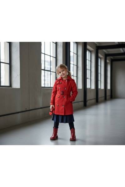 HÇ Hülya Çelik KİDSWEAR 2018 Trenci pentru copii roșu