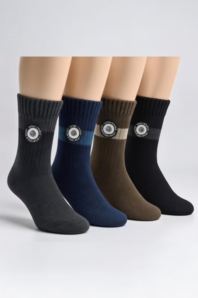 UZN SOCKS 4 Çift Yün Termal Çorap – Kışlık Günlük Erkek Çorap
