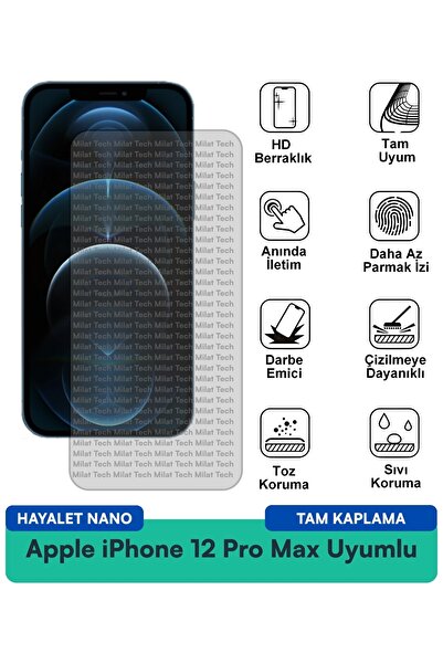 Milat Tech فيلم حماية الشاشة Apple iPhone 12 Pro Max Ghost Nano مقاوم للخدوش ...