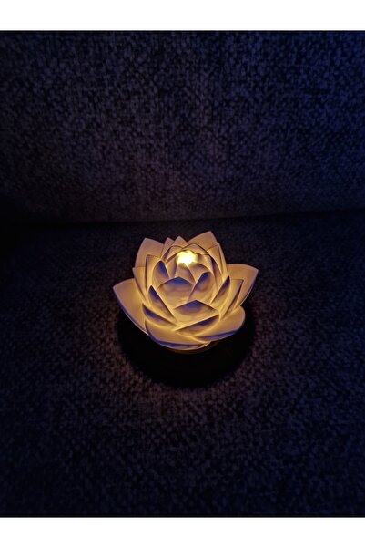 ADA 3D Zarif Lotus Çiçeği Tealight Mumluk - Huzur Meditasyon Odaklı Dekoratif...