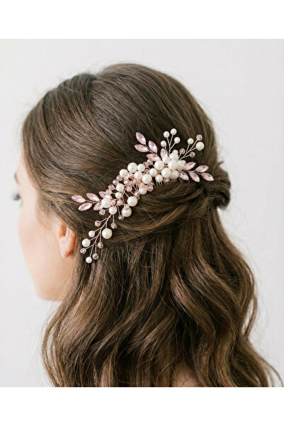 gelinmz Κομψό αξεσουάρ μαλλιών με πέρλες, λεπτομέρεια από κρυστάλλινη πέτρα Α...