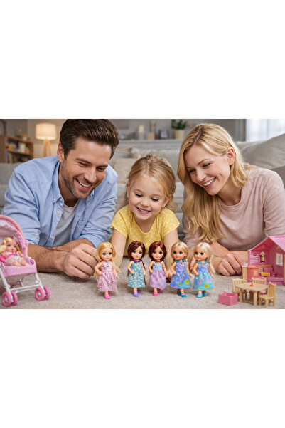 cayenna Elonna Urban Life 5’li Mini Bebek Seti – 12 cm Hareketli Kollu Ayaklı...