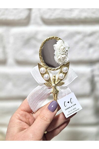 ASPİRİZM BEYAZ FİYONKLU GOLD MELEK AYNA MAGNET (25 ADET) DÜĞÜN-NİKAH-NİŞAN-KI...