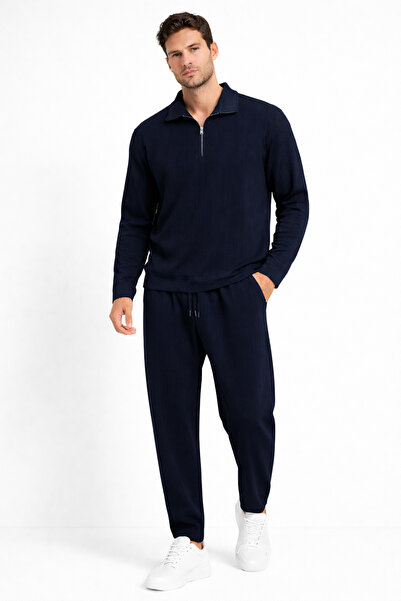 WENMİNG Men's Regular Fit Winter Ottoman Fabric Top and Bottom Set