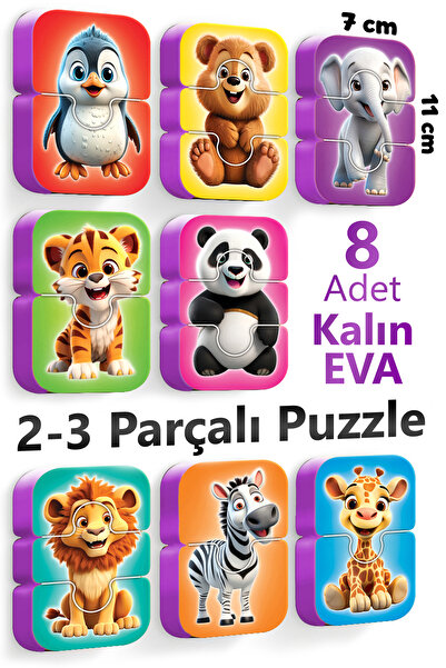 EVAKANCA 2-3 Parçalı Bebek Yapbozu Yaban Hayvanları