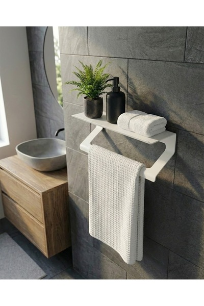 mee wall art Raflı Metal Havluluk & Çok Amaçlı Duvar Askısı – 2 mm Elektrosta...