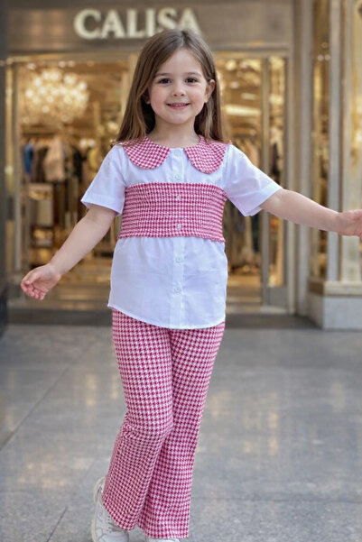 CALİSA Dečija košulja sa kragnom i lepršave pantalone za devojčice, letnji se...