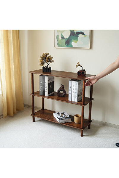 Vera Concept Home Modern Dekoratif Üç Raflı Ahşap Kitaplık 83 x 30 cm Kahve K...