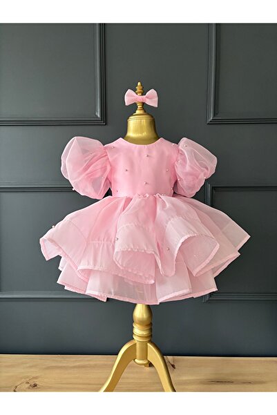 Laresse İncili Balon Kollu Tokalı Kız Çocuk Abiye Elbise