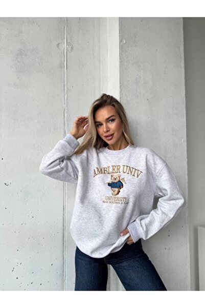 MADAMMERY Ambler Ayılı cu fleece în interiorul Swea tricou