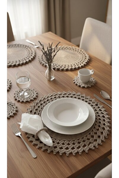 Home EL ÖRGÜSÜ 6 KİŞİLİK POLYESTER MAKROME SUPLA TAKIMI (6+6+6)