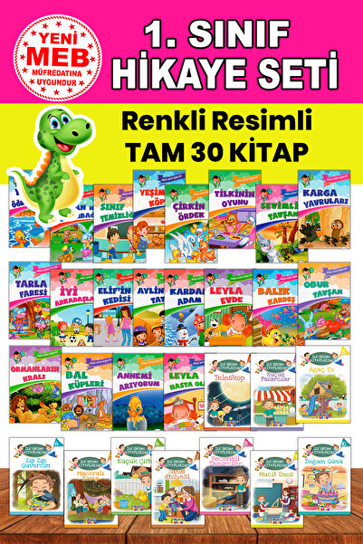 mucit dino 1. Sınıflar İçin Kolay Okunan Renkli Resimli Hikaye Kitabı Seti 30...
