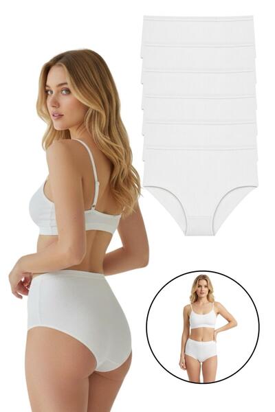 ExLove 6-Piece Women's High-Waisted Cotton Bato Panties - Ribbed Texture & Co...