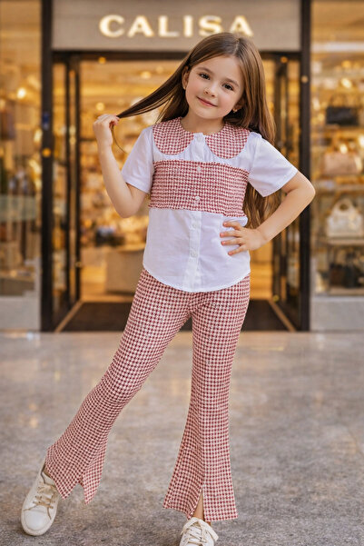 CALİSA طقم بنطلون وقميص منقوش إسباني للفتيات - ملابس العيد