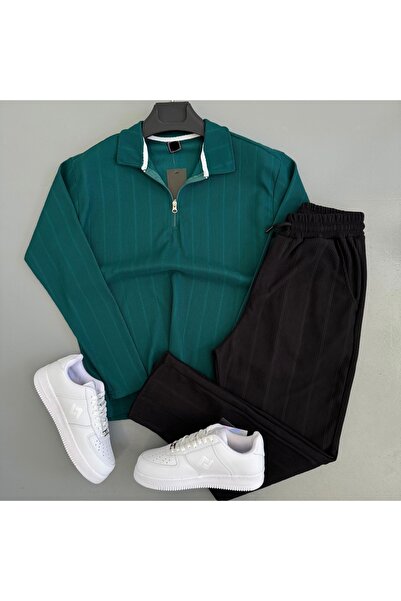 WENMİNG طقم علوي وسفلي من القماش العثماني العادي للرجال بنمط خطوط