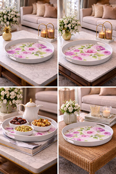 Generic A luxurious serving tray with a rose pattern – a touch of elegance fo...