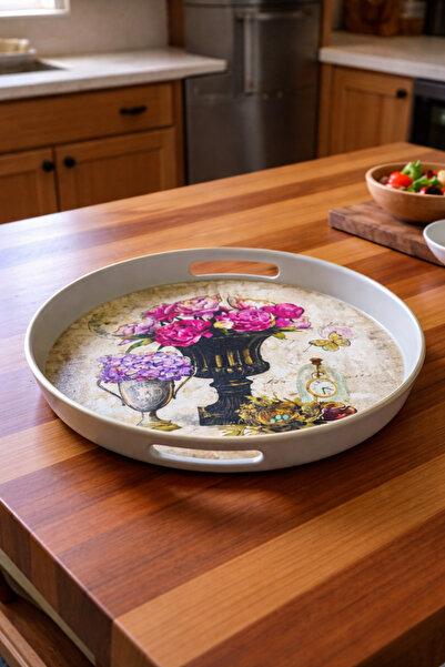 Generic A luxurious serving tray with a rose pattern – a touch of elegance fo...