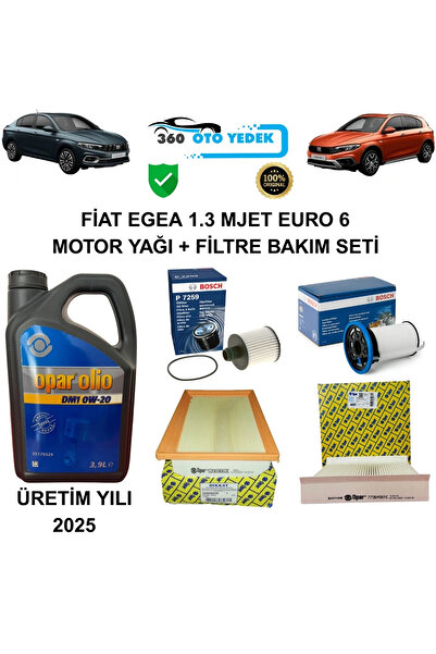 OPAR Fiat Egea 1.3 Mjet Euro 6 Yağ + Filtre Bakım Seti 5 Parça