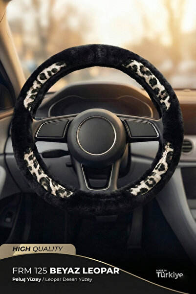 Form Oto Geçmeli Direksiyon Kılıfı 1. Kalite Peluş Kumaş Leopar Desen Deri 38...