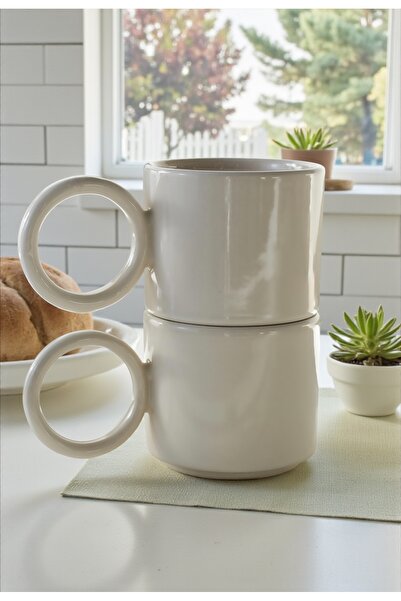 LALEZEN HOME مجموعة من 2 كوب بحلقة كبيرة