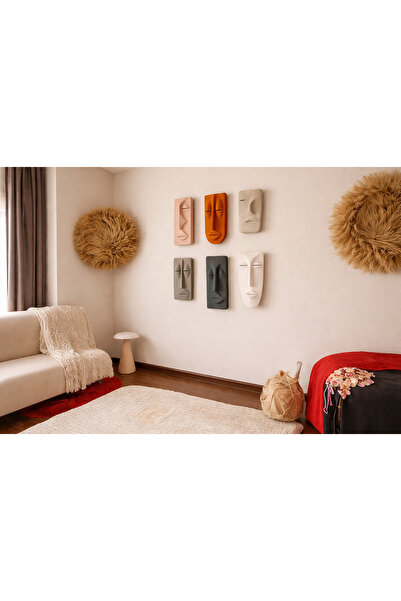 Heaven Earth Bohem Mask Duvar Heykelleri Seti (6’lı) 65 x 70 - Modern Ev Deko...