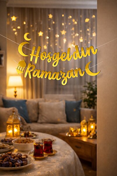 BeySüS Ramazan Ayı Banner Afiş Hoş Geldin Ramazan Elyazısı Gold