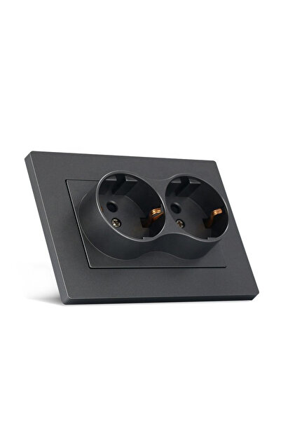 Choice1 مقابس كهربائية مزدوجة 110-250 فولت، لوحة بلاستيكية سوداء، مناسبة للأو...