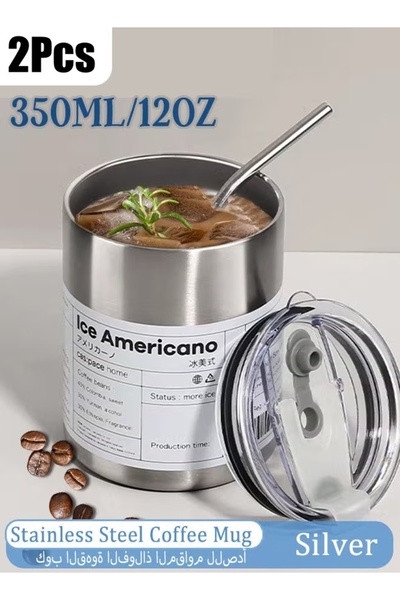 Generic 2Pcs Stainless Steel Vacuum Insulated Coffee Mug Tumbler with Lid and...