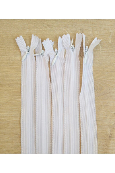 BGM TEKS Бял скрит цип 50 см 5 броя