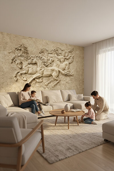 dreamwall Duvar Kağıdı Atlar Desenli Isı Ve Ses Yalıtımlı Sağlıklı Tekstil Du...