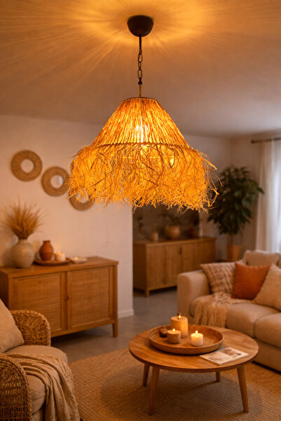 Gunwood Doğal Rafya Avize