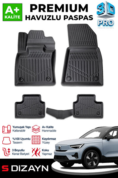 S Dizayn S-Dizayn Volvo EX40 3D Pro Havuzlu Paspas 2024 Üzeri A+ Kalite 3DS-S...