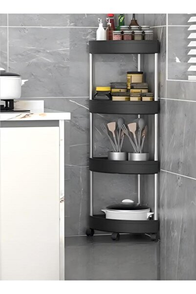 fun zone رفوف زاوية للدش مكونة من 4 طبقات، عربة وحدة رفوف للحمام بعجلات، حوض ...