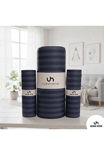 Uçkan home Cotton Satin Double Bed Sheet Set-Dark Blue