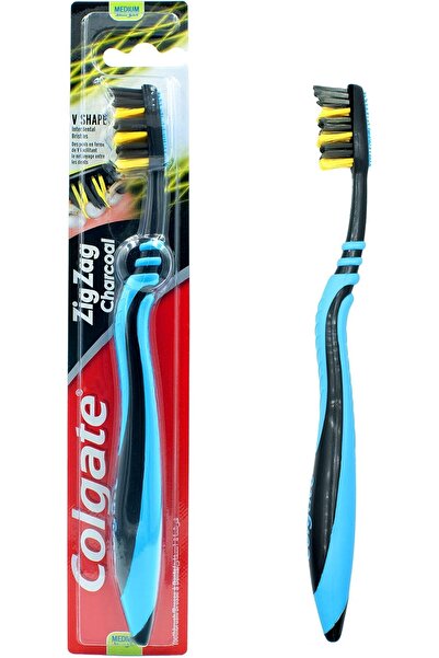 Colgate فرشاة أسنان كولجيت زجزاج متوسطة الحجم بالفحم متعدد الألوان - عبوة واحدة