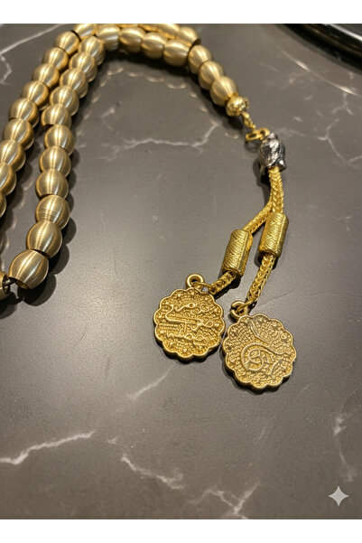 Atölye Asya سبحة فاخرة من خرز النحاس الأصفر 8 مم 7.5 مم