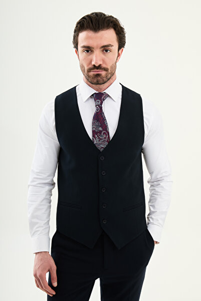 Mcr Plain Slim Fit Classic Men's Vest Navy Blue - 40952.25K