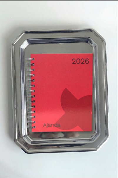 Lemsstudio مفكرة يومية لعام 2026 بغلاف صلب أحمر اللون وحلزون فضي