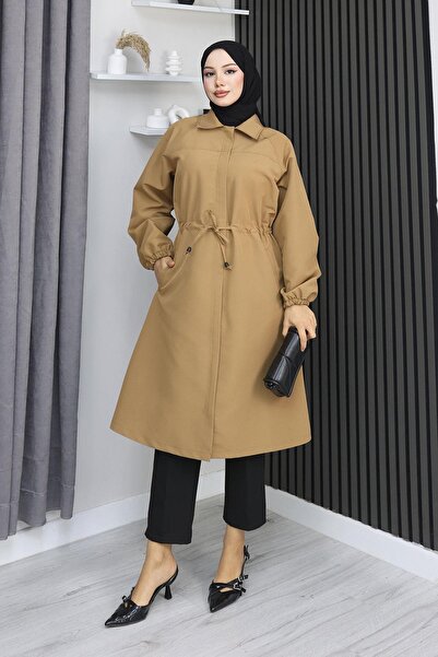 MİSSKAYLE Trenci Camel 4430 cu plachetă ascunsă