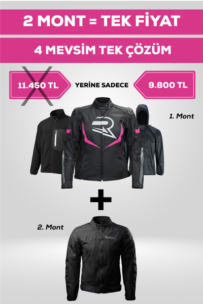 REVO سترة دراجة نارية من 4 مواسم في حزمة واحدة - شبكة صيفية + معطف شتوي + معط...