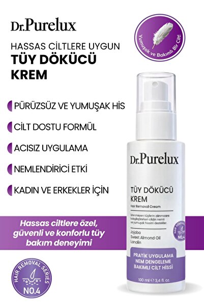 Dr.Purelux Tüy Dökücü Krem – Hassas Ciltlere Uygun Yumuşak ve Konforlu Tüy Ba...