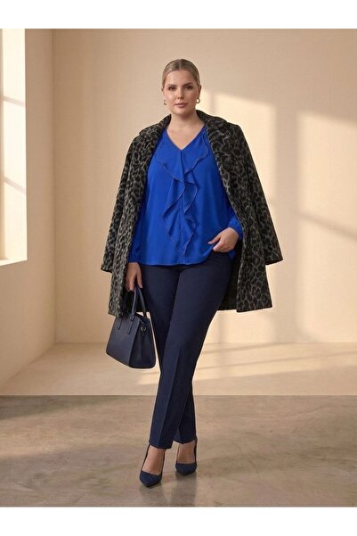 Hanezza Μπλούζα βραδινού φορέματος με βολάν σε μεγάλο μέγεθος - Λεπτομέρεια μ...