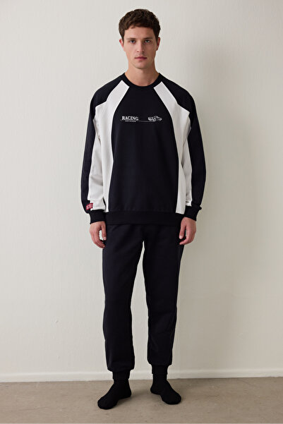 Penti Men's Street Oversized Long Sleeve Cotton Jogger Pajama Set