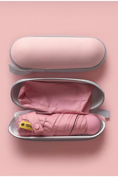 GOLDEN BAZAAR Fiber Çantalı Kılıflı Kapsül Şemsiye Pembe