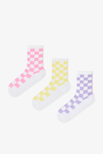 Penti Colorful Girl's Bright Checkerd 3-Piece Socks