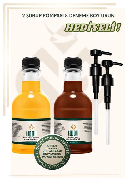 gold gull Pumpkin Spices & Toffee Nut Aromalı Kahve & Meyve Şurubu 2 x 300 ml.