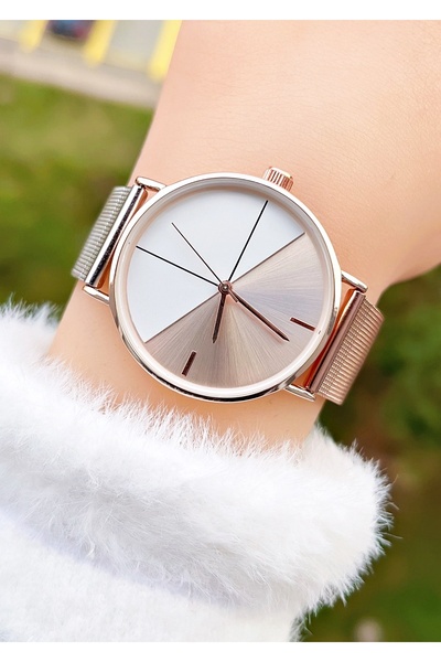 Weluxa Çift Renk Hasır Kordon ve Kadran Tasarım Kadın Kol Saati