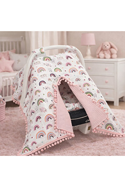 Babycitytr %100 Pamuk Çok Amaçlı Çift Katlı Müslin Puset Örtüsü & Minderi