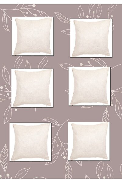 Belomia Home Collection Κάλυμμα μαξιλαριού 6 τεμαχίων μπεζ χρώματος λινό Κεντ...